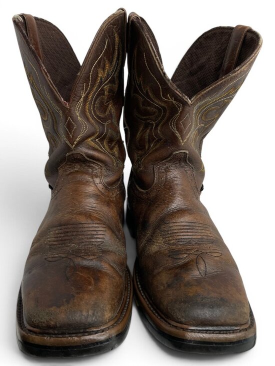 Justin Hybred Square Toe Brown Leather Western Cowboy Work  Boots Men\'s 11 D main image 15
